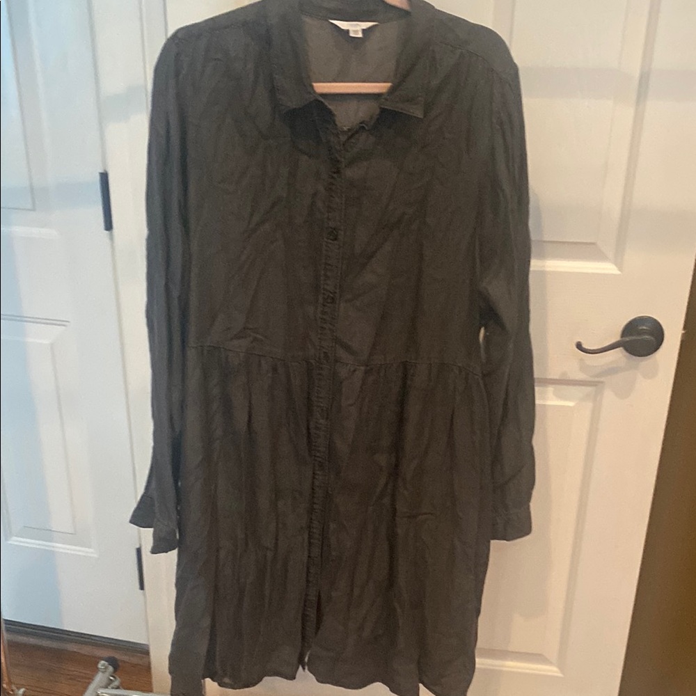 Time and Tru Black Long Sleeve Shirt Dress